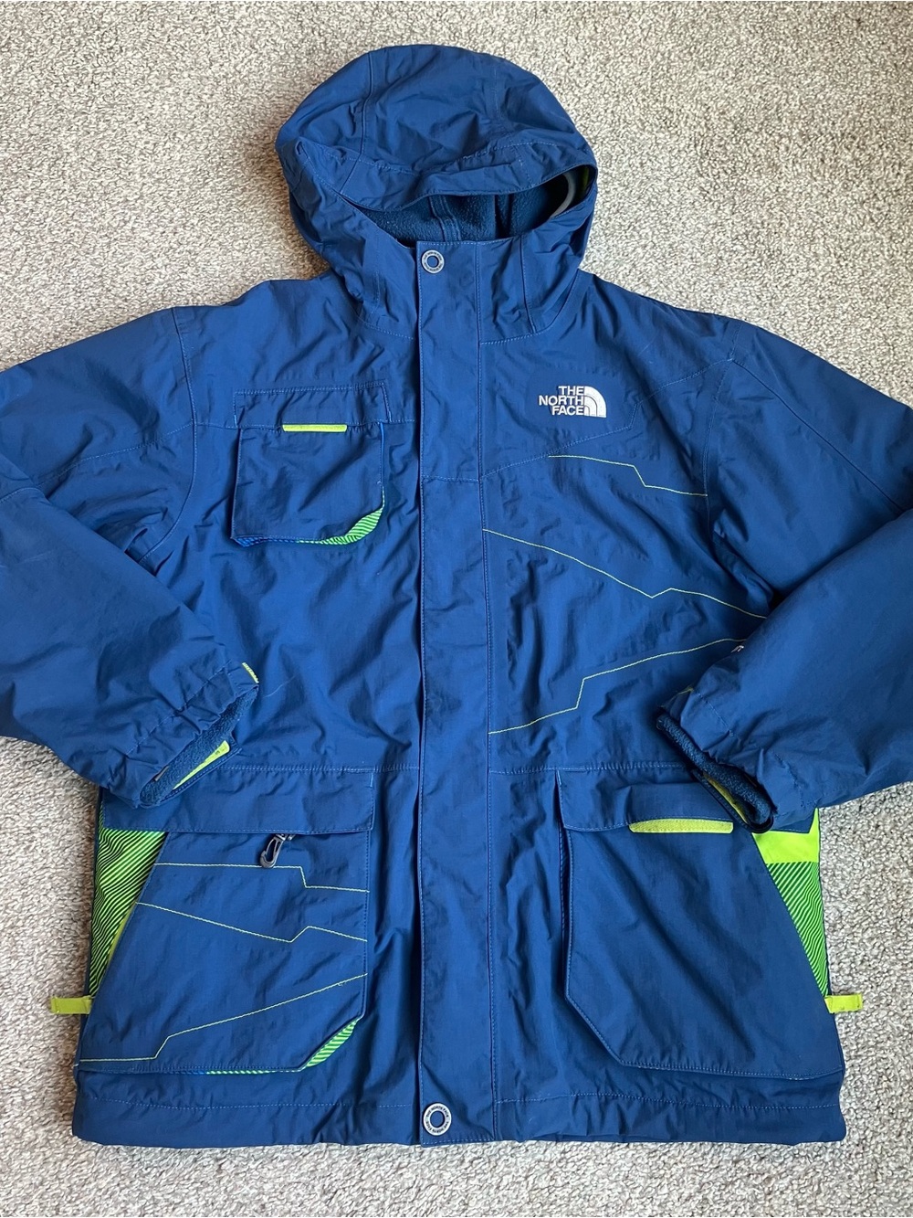 The North Face HyVent Blue and Green Hooded Jacket’s